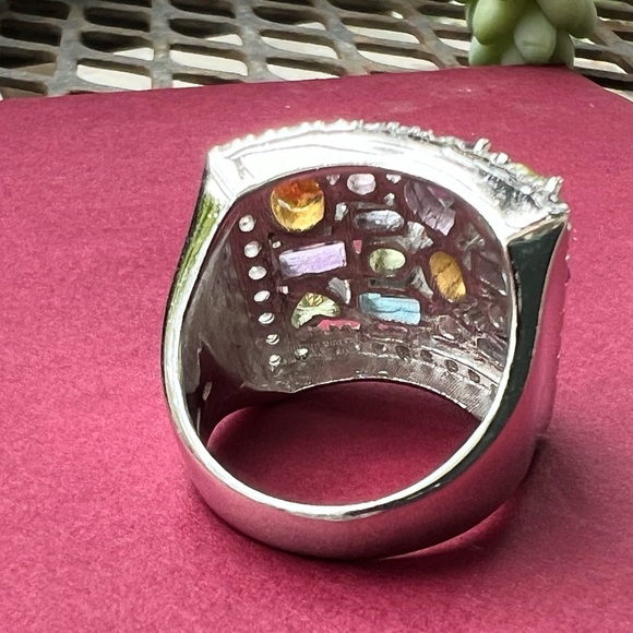 🦋HP🦋 Multigem Sterling 925 silver ring blue topaz, peridot, citrine, amethyst - Picture 10 of 15